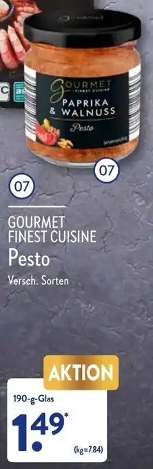 Aldi Nord Gourmet Finest Cuisine Pesto 190 g Glas Angebot