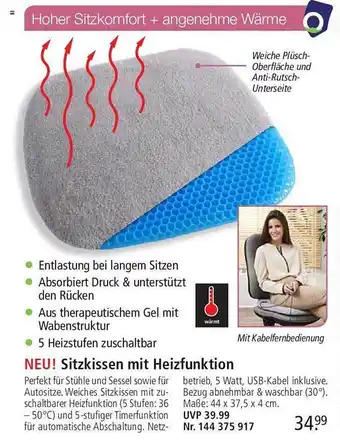 Weltbild Sitzkissen mit heizfunktion Angebot