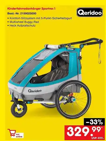 Netto Marken-Discount Qeridoo kinderfahrradanhänger sportrex 1 Angebot