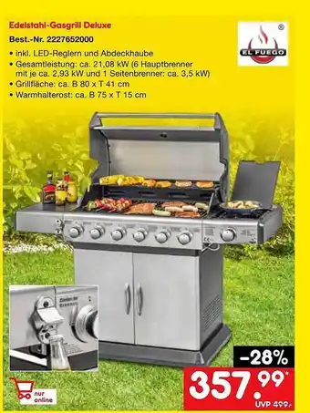 Netto Marken-Discount Edelstahl-gasgrill deluxe el fuego Angebot