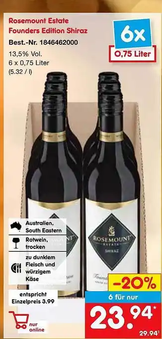 Netto Marken-Discount Rosemount estate founders edition shiraz Angebot