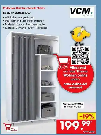 Netto Marken-Discount Vcm rollbarer kleiderschrank ostila Angebot