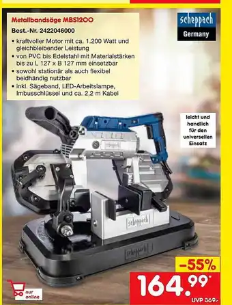 Netto Marken-Discount Scheppach metallbandsäge mbs1200 Angebot