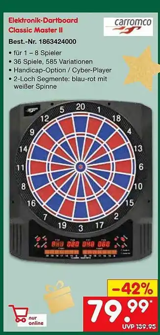 Netto Marken-Discount Carromco elektronik-dartboard classiker master ii Angebot