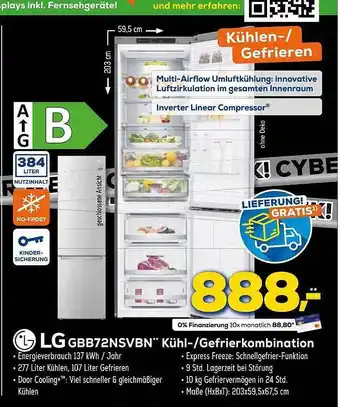 Euronics XXL Lg gbb72nsvbn kühl-gefrierkombination Angebot