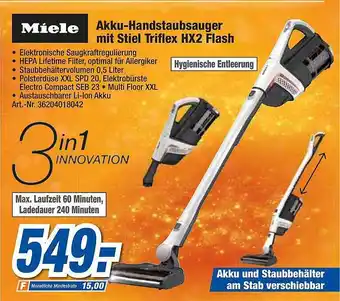 expert Techno Land Miele akku-handstaubsauger mit stiel triflex hx2 flash Angebot