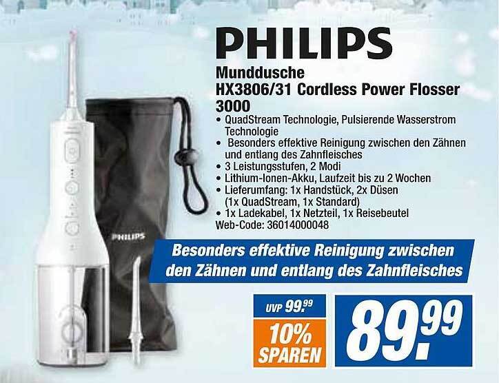 Philips munddusche hx3806 31 cordless power flosser 3000 Angebot bei HEM Expert