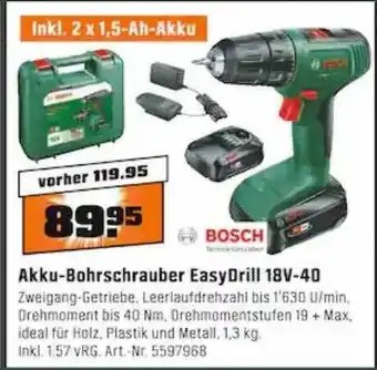 OBI Bosch akku-bohrschrauber easydrill 18v-40 Angebot