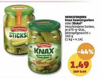 PENNY Hengstenberg knax gewürzgurken oder sticksi Angebot