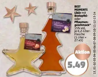 PENNY Best moments likör mit bratapfel- oder pflaumengeschmack Angebot