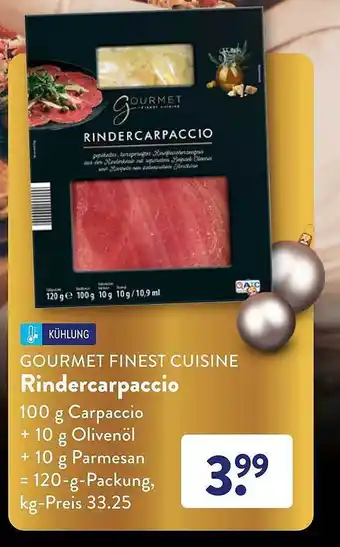 Aldi Süd Gourmet finest cuisine rindercarpaccio Angebot