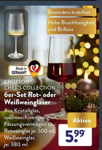 Aldi Süd Crofton chef's collection 6er-set rot- oder weißweingläser Angebot