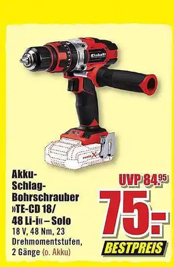 B1 Discount Baumarkt Akku-schlag-bohrschrauber „te-cd 18 oder 48 li-i“ - solo Angebot