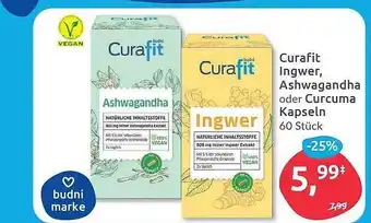 Budni Curafit ingwer, ashwagandha oder curcuma kapseln Angebot