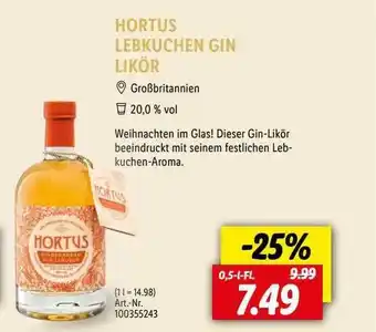 Lidl Hortus lebkuchen gin likör Angebot