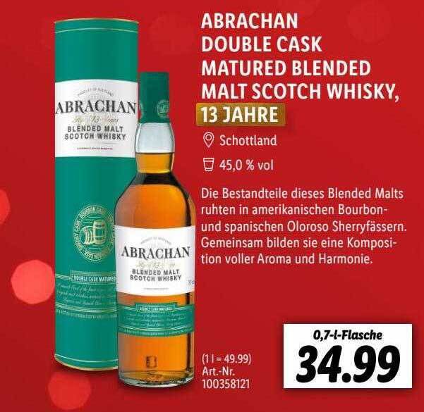 Abrachan double cask matured blended malt scotch whisky Angebot bei Lidl