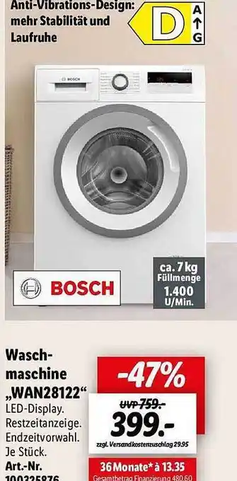 Lidl Bosch waschmaschine „wan28122” Angebot