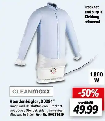 Lidl Cleanmaxx hemdenbügler „00384” Angebot