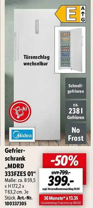 Lidl Midea gefrierschrank „mdrd 333fzes 01” Angebot