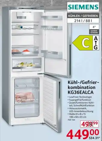 Selgros Siemens Kühl Gefrierkombination KG36EALCA Angebot