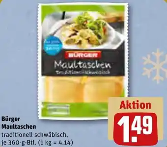 REWE Bürger Maultaschen 360 g Btl. Angebot