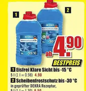 B1 Discount Baumarkt Eisfrei klare sicht bis -15°c oder scheibenfrostschutz bis -30°c Angebot