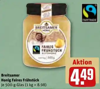 REWE Breitsamer Honig Faires Frühstück 500 g Glas Angebot