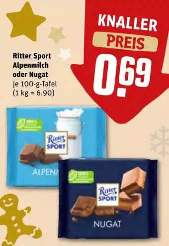 REWE Ritter Sport Alpenmilch 100 g Tafel Angebot