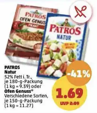 PENNY Patros Natur 180 g oder Ofen Genuss 150 g Packung Angebot