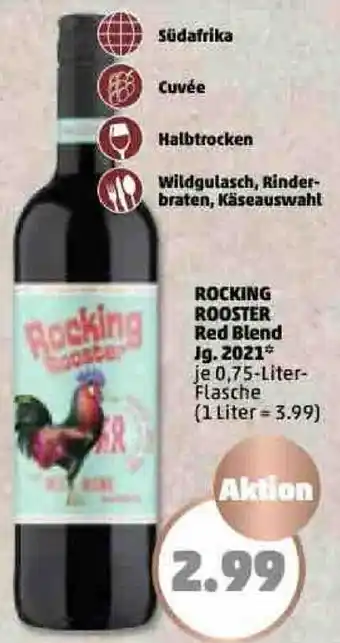 PENNY Rocking Rooster Red Blend Jg. 2021 0,75 Liter Flasche Angebot