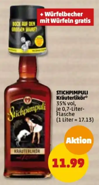 PENNY Stichpimpuli Kräuterlikör 0,7 Liter Flasche Angebot