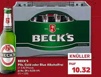 Kaufland Beck's pils, gold oder blue alkoholfrei Angebot