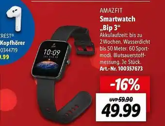 Lidl Amazfit smartwatch „bip 3“ Angebot