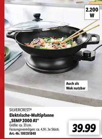 Lidl Silvercrest elektrische-multipfanne „semp 2000 a1“ Angebot