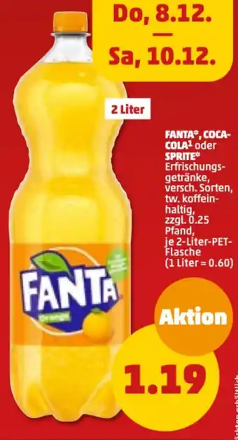 PENNY Fanta, Coca Cola oder Sprite 2 Liter PET Flasche Angebot