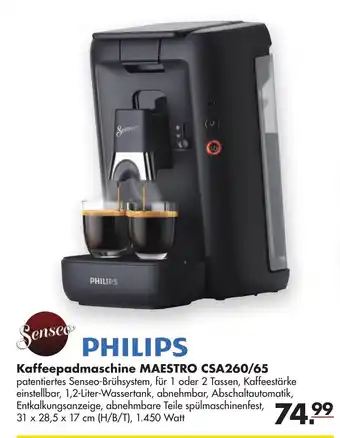 Handelshof PHILIPS Kaffeepadmaschine Maestro l CSA260/65 Angebot