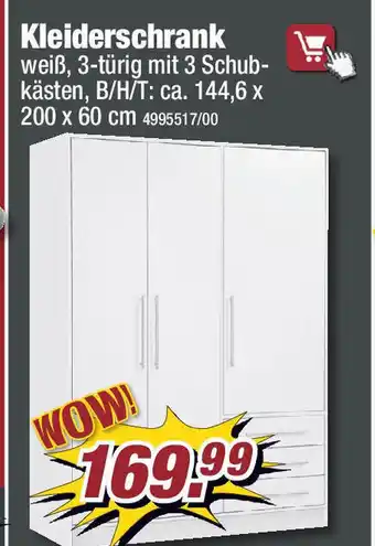 Poco Kleiderschrank 3-turig mit 3 Schubkasten Angebot