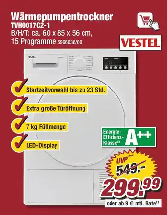 Poco Vestel Warmepumpentrockner l TVH0017C2-1 Angebot