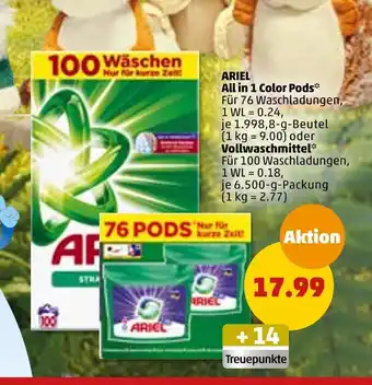 PENNY Ariel all in 1 color pods oder vollwaschmittel Angebot