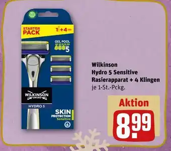 REWE Wilkinson hydro 5 sensitive rasierapparat + 4 klingen Angebot