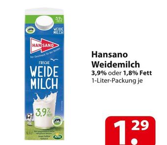 Famila Nord Ost Hansano weidemilch Angebot