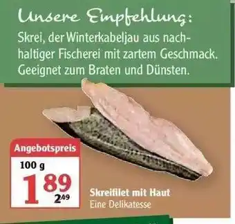 Globus Skreifilet Mit Haut 100g Angebot