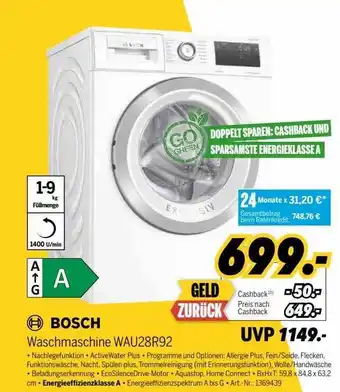 MEDIMAX Bosch waschmaschine wau28r92 Angebot