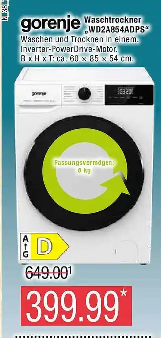 Marktkauf Gorenje waschtrockner „wd2a 854adps“ Angebot