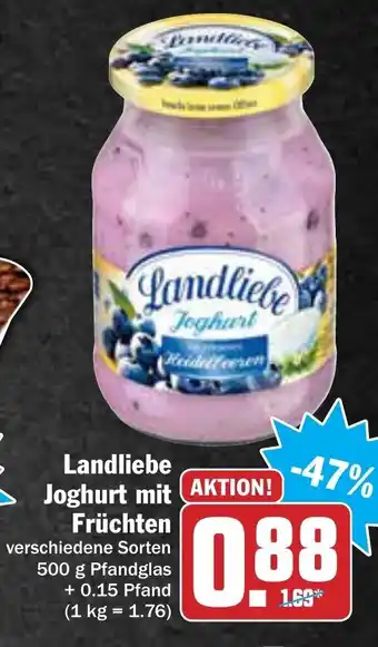 AEZ Landliebe Joghurt Früchten 500g Angebot