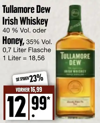 Edeka Frischemarkt Tullamore Dew Irish Whiskey oder Honey 0,7 Liter Flasche Angebot