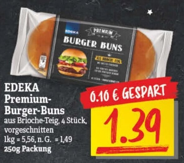 Edeka Premium Burger Buns 250g Packung Angebot bei NP Discount