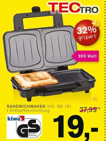 KODi TECTRO Sandwichmaker XXL SM 181 Angebot