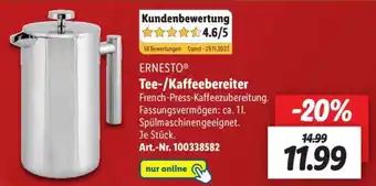 Lidl Ernesto Tee/Kaffeebereiter Angebot