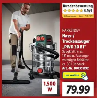 Lidl Parkside Nass/Trockensauger ,,PWD 30 B1" Angebot